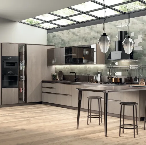 Cucina Moderna Diesel Open Workshop in Rovere Gessato di Scavolini