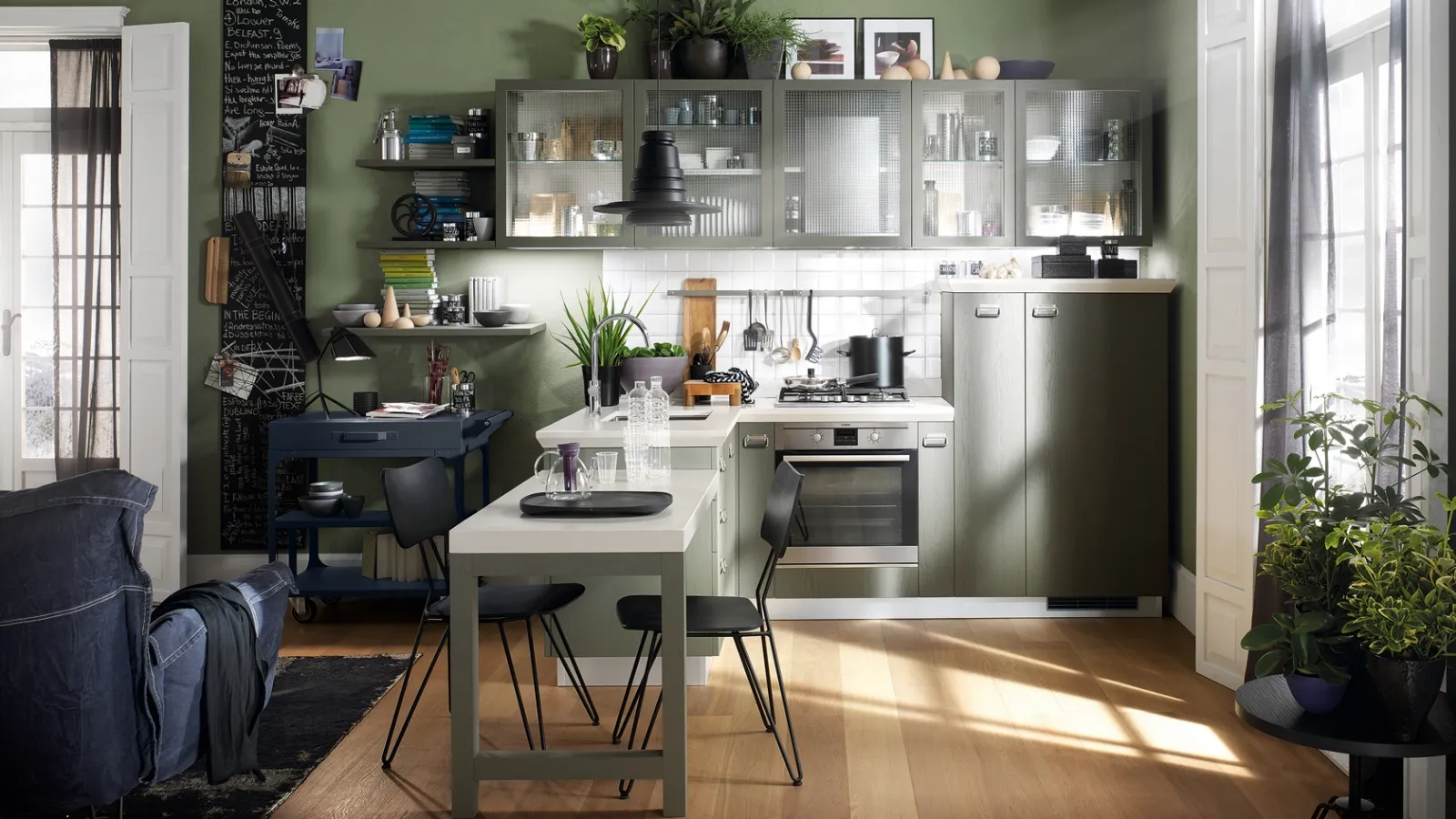 Cucina Moderna Diesel Social Kitchen in Rovere laccato Tempera Grey di Scavolini