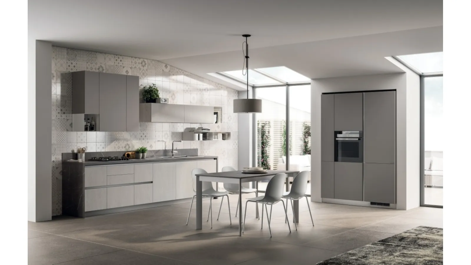 Cucina Moderna Evolution in Frassino Elegance e Pietra Grey di Scavolini