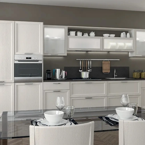 Cucina Moderna lineare Melograno Composizione PM03 in legno di frassino di Le Fablier