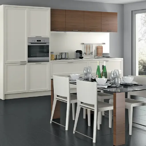 Cucina Moderna lineare Melograno in legno laccato opaco composizione 04 di Le Fablier