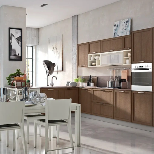 Cucina Moderna con penisola Melograno Composizione PM07 in legno di frassino di Le Fablier