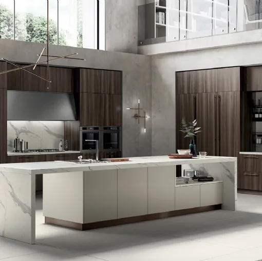 Cucina Moderna Mood in Noce Steady e laccato Tortora di Scavolini