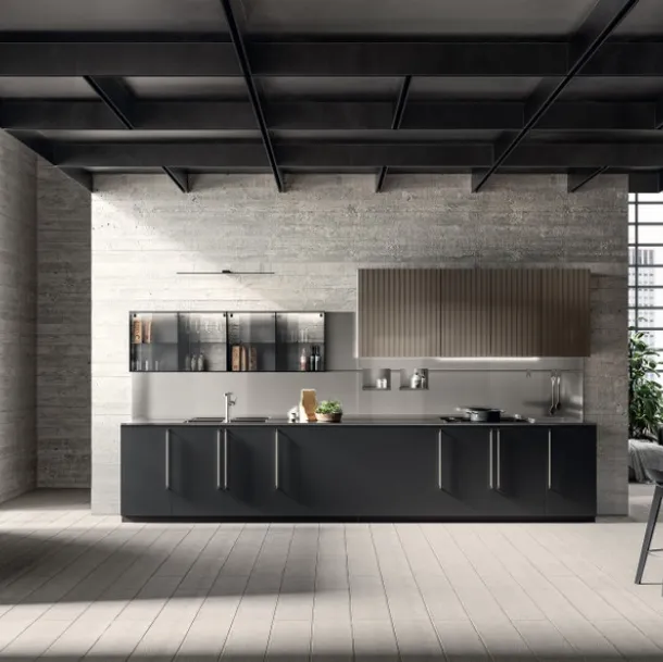 Cucina Moderna Musa in Fenix Nero Ingo e laccato lucido effetto perlato di Scavolini