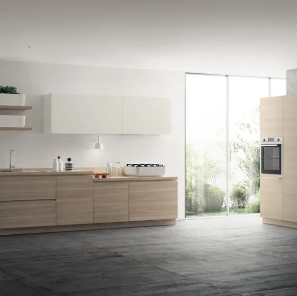 Cucina Moderna Qi in Olmo Hono e Bianco Prestige di Scavolini