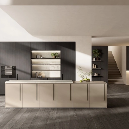 Cucina Moderna con isola Stilo 06 in decorativo, laminato e vetro di Scavolini