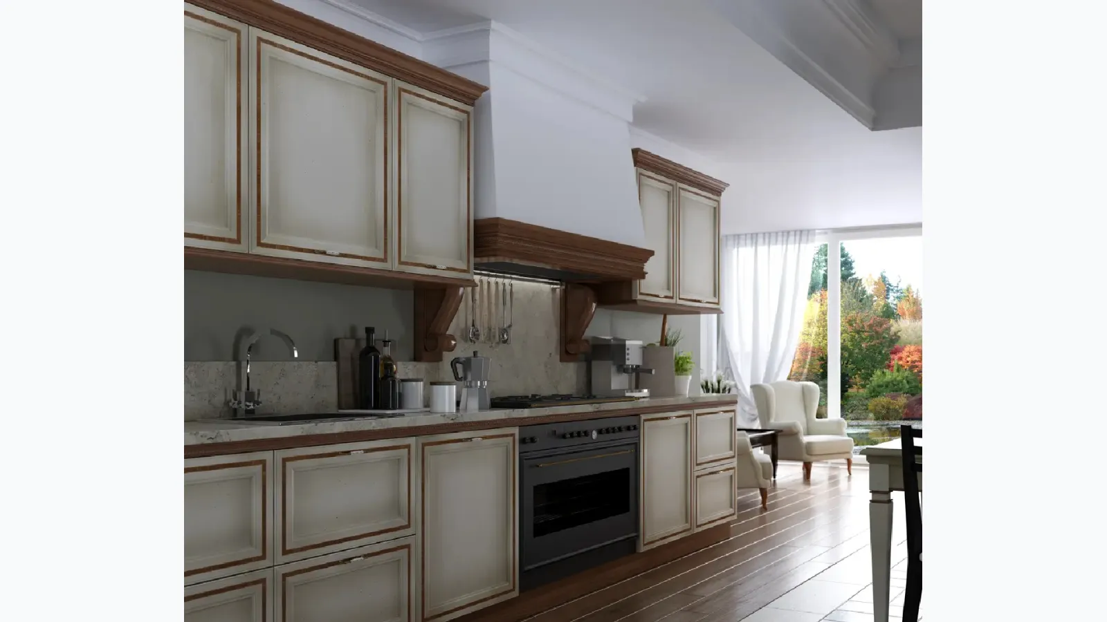 Cucina lineare Shabby Chic I Ciliegi composizione 06 di Le Fablier