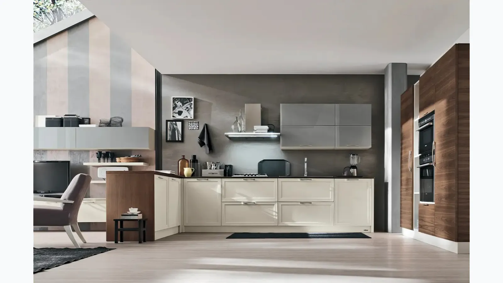 Cucina su misura con penisola Melograno composizione 02 di Le Fablier