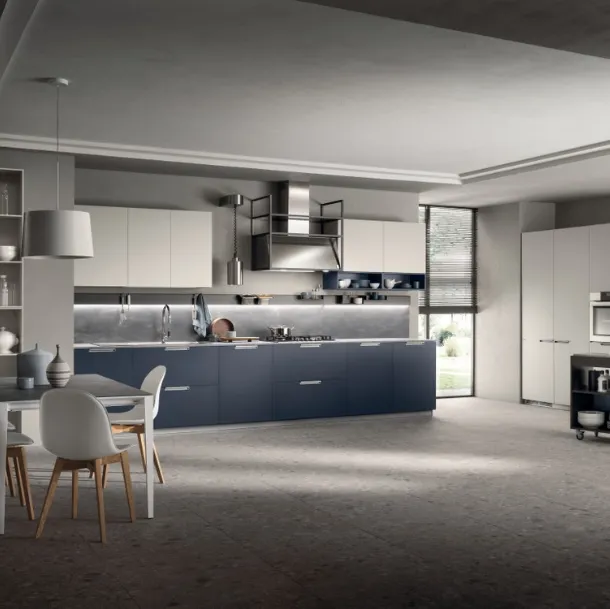 Cucina su misura Mia 09 Blu Moon e Grigio Chiaro di Scavolini