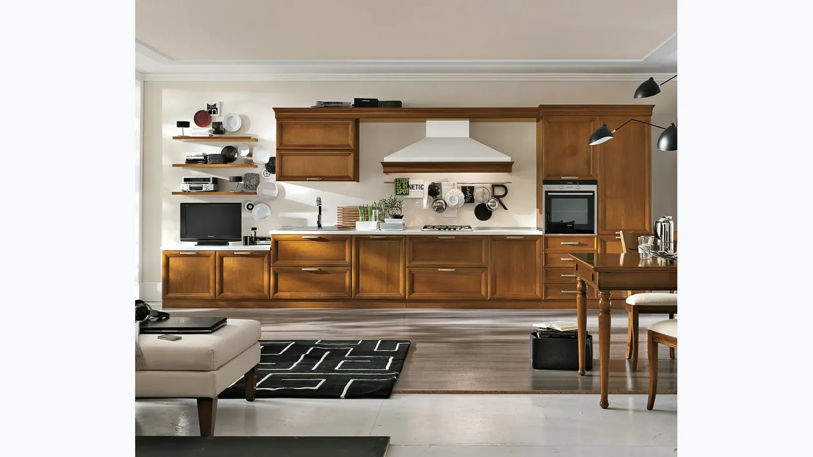 Cucina lineare su misura in legno Le Gemme 01 di Le Fablier